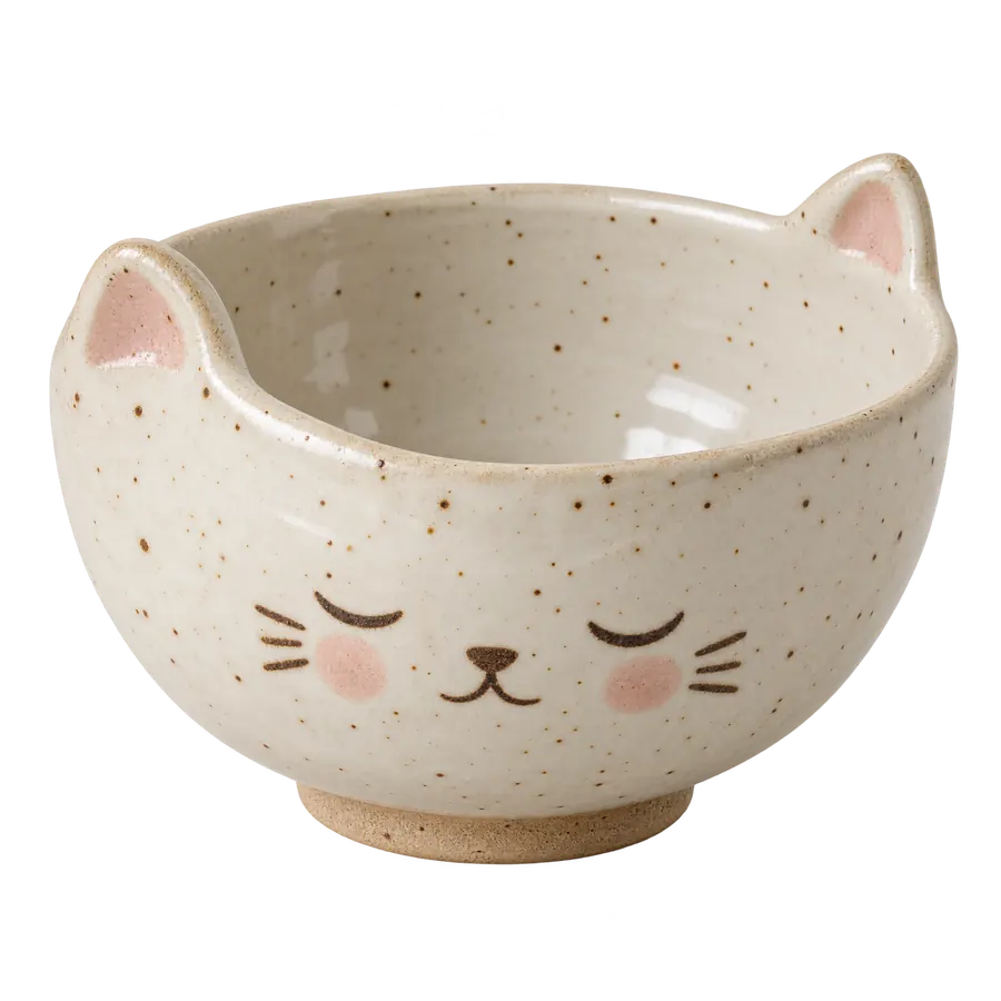 Cat-face matcha bowl